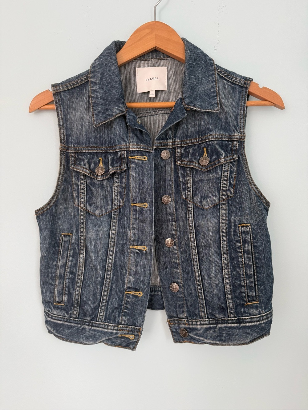 Talula Dark Blue Washed Denim Vest